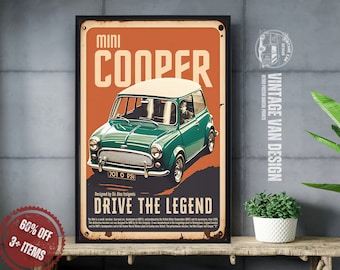 Retro Mini Cooper Print: Vintage British Car Poster (Digital Download)