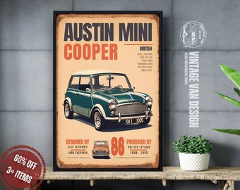 Vintage Mini Cooper Poster: Retro British Car Art (Digital Download)