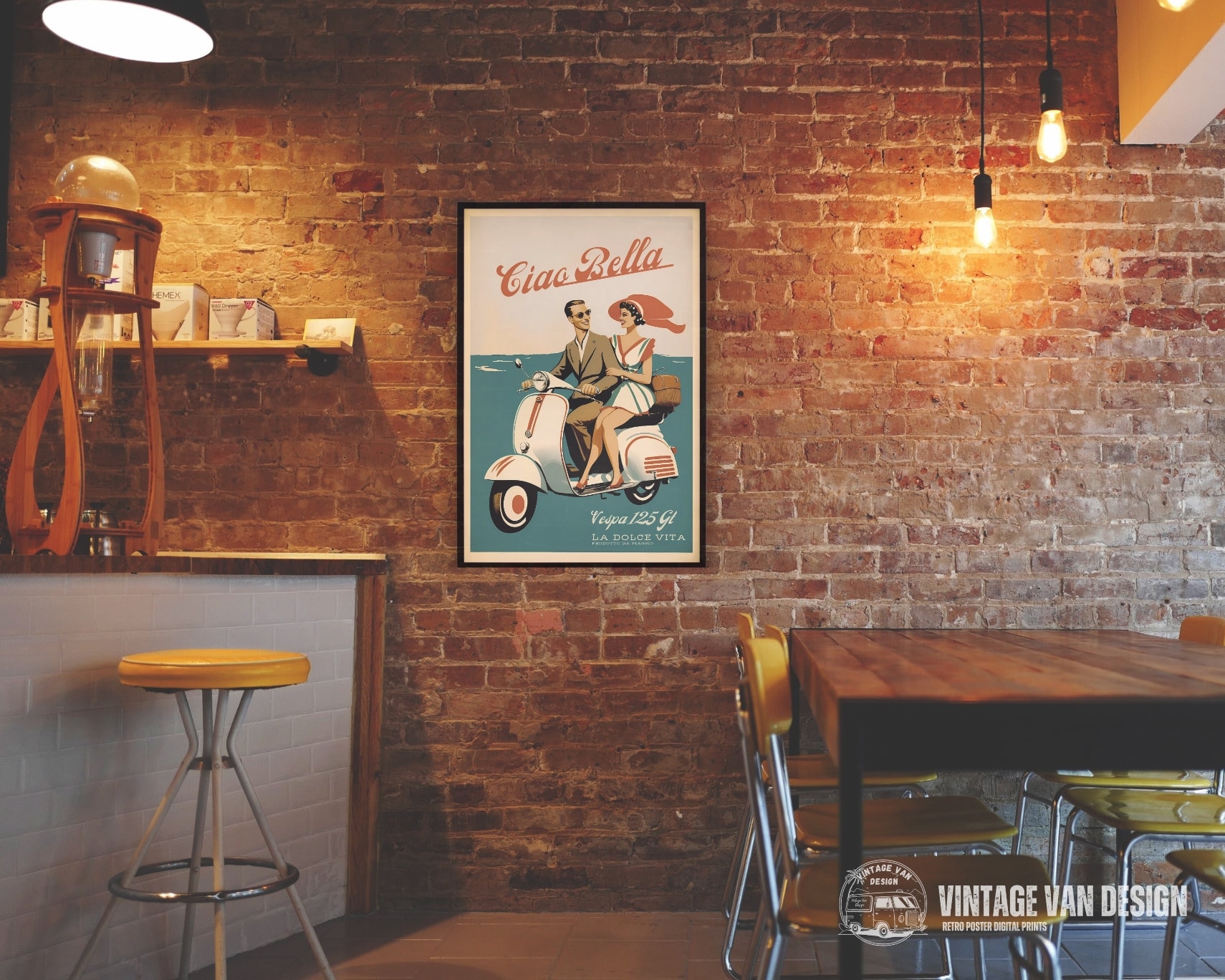 Vespa Vintage Advertisement Poster Retro Italian Travel