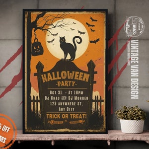 Personalized Halloween Party Poster, Vintage Style (Digital Print)