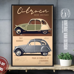 Citroen 2CV Vintage Advertisement France Poster Retro Travel Paris Digital Art Printable Instant Download Home  Decor Car Nostalgic Print