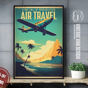 Retro Aviation Advertisement Print I Vintage Flying Travel Poster I Printable Plane wall art for pilot - Nostalgic Digital Download