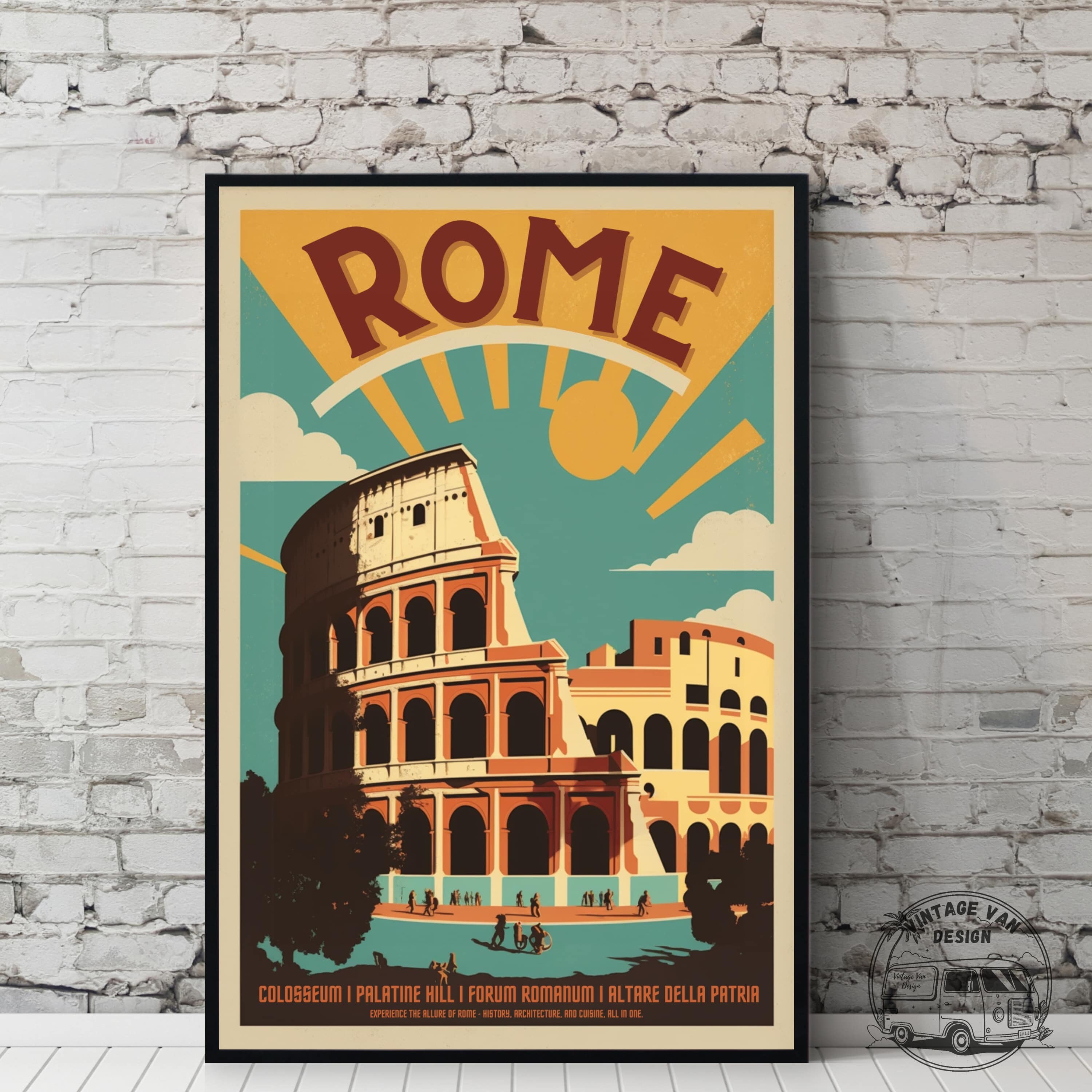 Rome Vintage Advertisement Poster Retro Italian Travel Digital Art ...