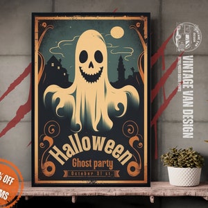 Printable Vintage Halloween Party Poster I Sign I Invitation card
