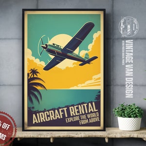 Retro Aviation Advertisement Print I Vintage Flying Travel Poster I Printable Plane wall art for pilot - Nostalgic Digital Download