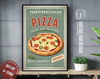 Vintage Italian Pizza Poster: Retro Kitchen Wall Art (Digital Download)