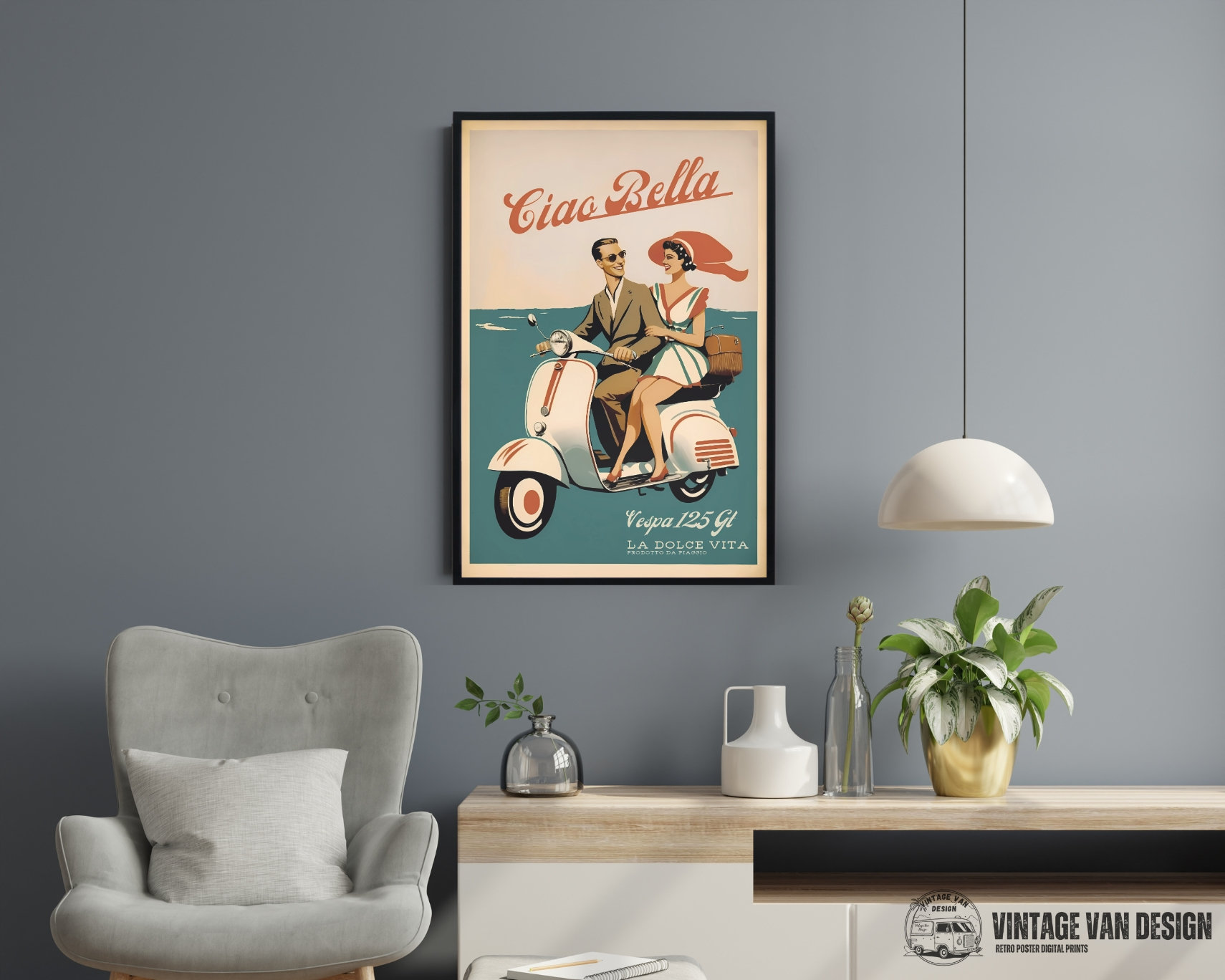 Vespa Vintage Advertisement Poster Retro Italian Travel