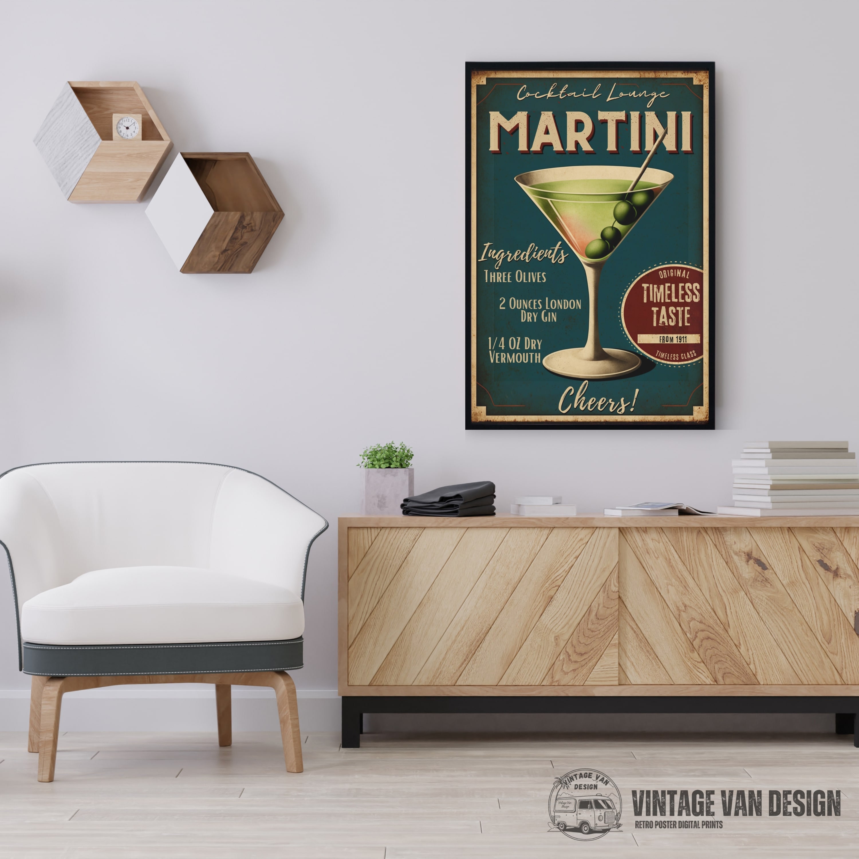 Martini Vintage Advertisement Poster Retro Cocktail Digital Art ...