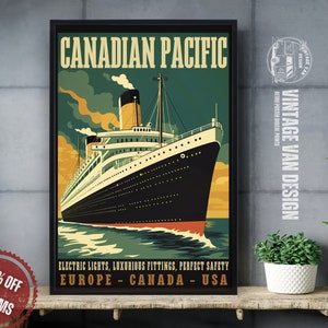 Retro Dampfschiff Werbung I Vintage Kreuzfahrt Schiff Reise Poster I Druckbare Maritime Wandkunst für Kapitän Nostalgisch Digitaler Download