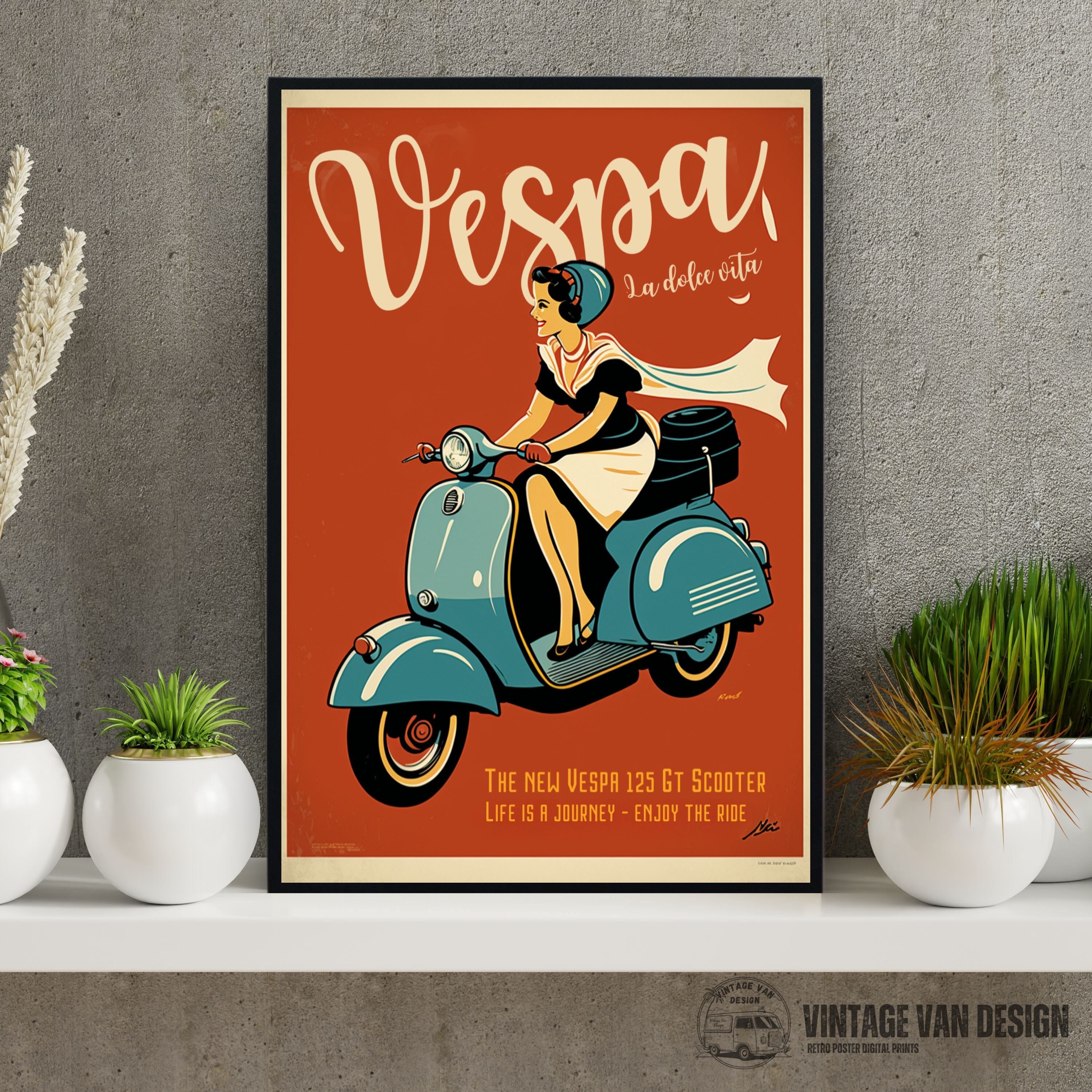 Vespa Vintage Advertisement Poster Retro Italian Travel - Etsy