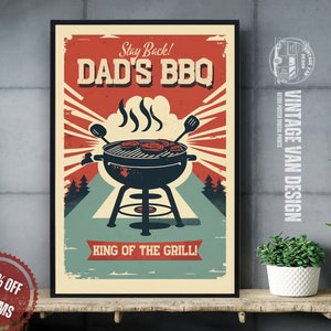 Papas BBQ Grill Party Vintage Werbeposter I Retro BBQ Poster I Digital Druckbare Food Art Küche Dekor Foodie Geschenk SofortDownload