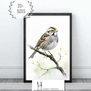 Watercolor Sparrow Digital Art Download Printable Wall Art for Home Bird Painting of Sparrow Wall Decor Gift for Bird Lover Nature Wall Art