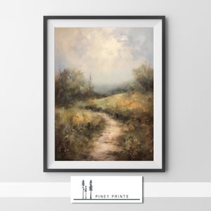 Meadow Path Western Decor Landscape Oil Painting Printable Wall Art Digital Download Nature Wall Art Printable Vintage Western Landscape