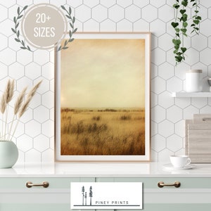 Golden Grasses Modern Prairie Landscape Painting Printable Wall Art Digital Art Download Prairie Wall Decor Western Decor for Home