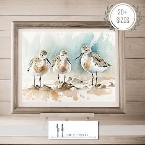 Sandpipers Beach Art Watercolor Painting Digital Art for Home Coastal Decor Instant Download Printable Wall Art for Beach House Decor
