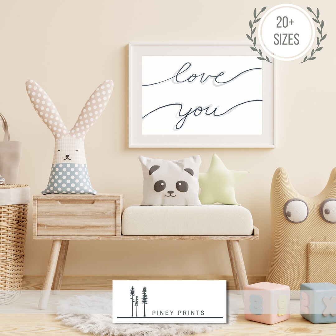 Handwritten Love Note Sketch Printable Wall Art Modern Nursery Art