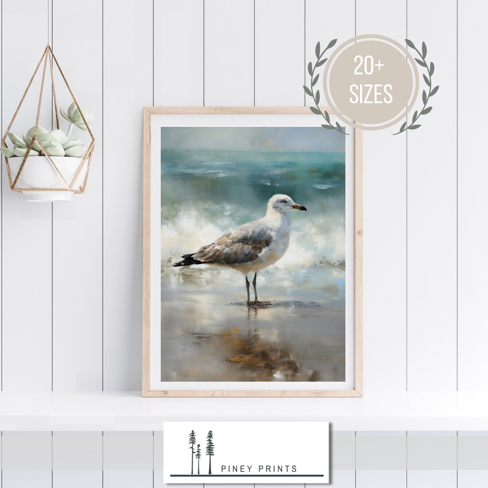 Seagull Oil Painting Digital Art Download Beach House Wall Art Coastal ...