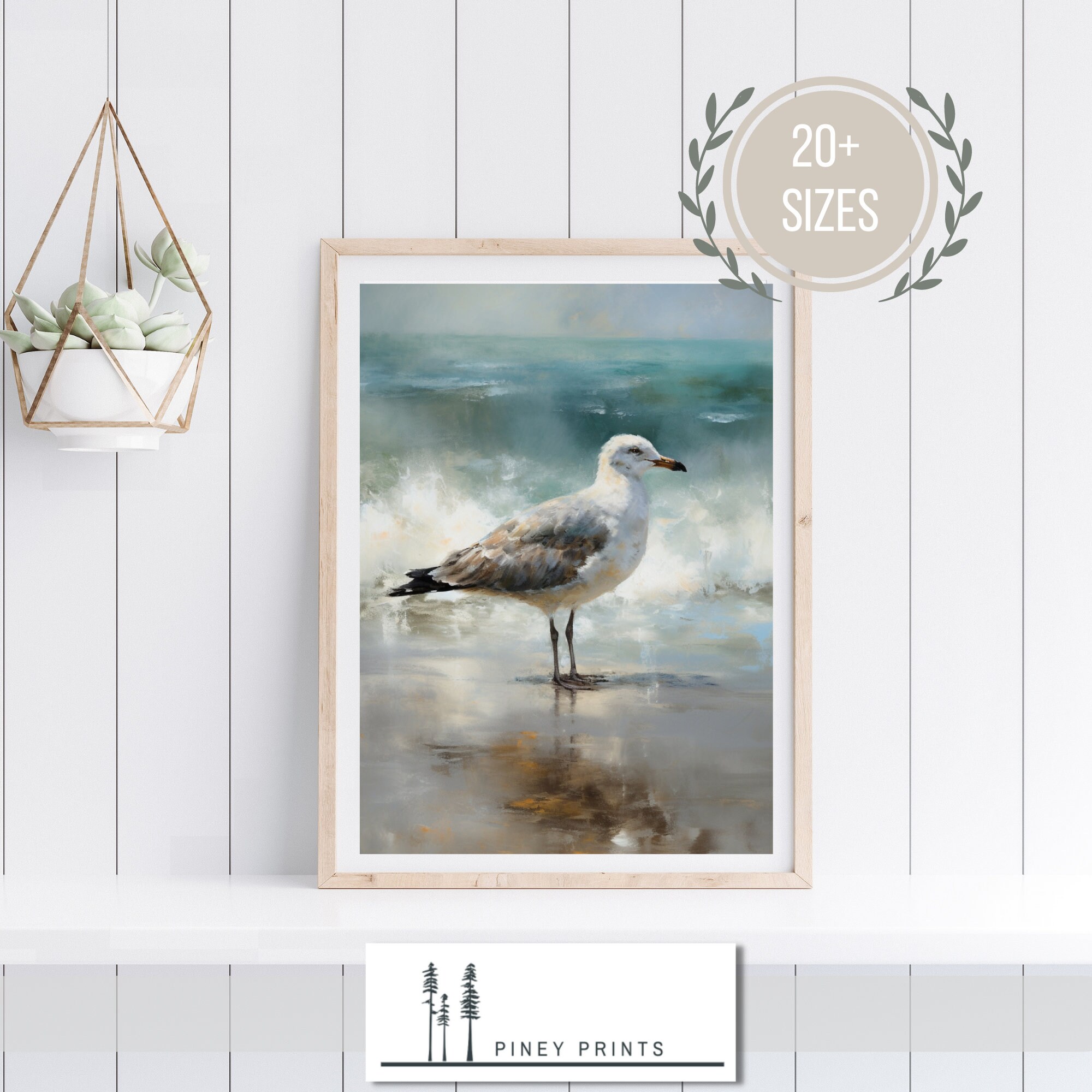 Seagull Oil Painting Digital Art Download Beach House Wall Art Coastal ...