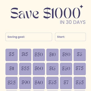 Save 1000 in 30 days, Saving a month