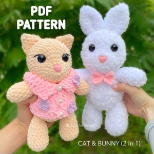 Cat & Bunny (2 in 1) PDF crochet pattern