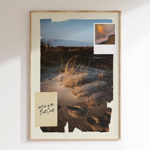 Ontmoet me aan de oostkust collageprint kustdecor kust kleindochter kunst aan de muur kustafdruk esthetische trendy woonkamer muurkunst