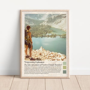 Solo Travel Print Nature Wall Art Mountain Print Granola Girl Decor Trendy Digital Art Mountain Poster Aesthetic Retro Print Green Wall Art