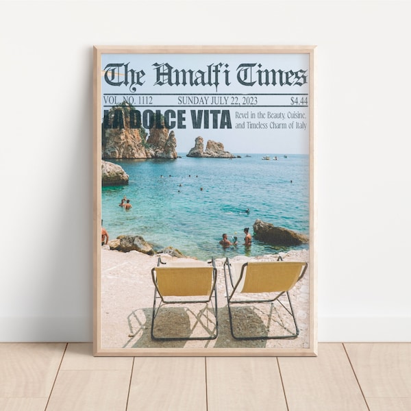 Italian Summer Newspaper Print Trendy Wall Art Tomato Girl Trend Italy Poster Amalfi Coast Tomato Girl Summer Dolce Vita Wall Art