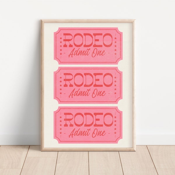 Western Preppy Wall Art Rodeo Cowgirl Print Preppy Room Decor Trendy Digital Art Poster Aesthetic Pink Wall Print Vintage