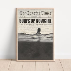 Coastal Cowgirl Decor Black and White Newspaper Print Western Wall Art Newspaper Poster Coastal Cowgirl Aesthetic Trendy Printable Wall Art