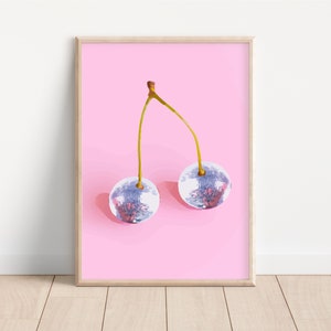 Cherry Disco Ball Print: Preppy Pink Room Decor (Digital Download)