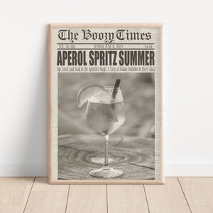 Aperol Spritz Print Bar Cart Wall Art Koktajl Plakat Modny Gazeta Plakat Indie Wystrój Pokoju Maksymalistyczna Estetyka Fotografia Wydruk