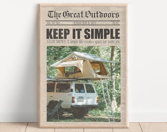 Vintage Land Cruiser Newspaper Print: Camping Wall Art (Digital Download)