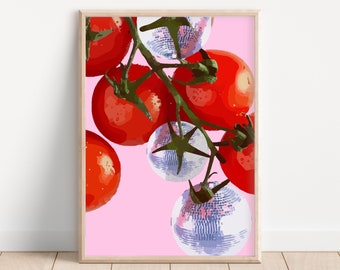 Tomate Disco Ball Print: Originelle Küche Wandkunst (Digitaler Download)
