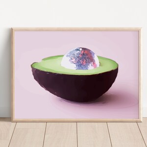 Avocado Disco Ball Print: Quirky Kitchen Wall Art (Digital Download)