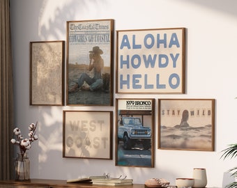 Coastal Cowgirl Gallery Wall Art: Blue Neutral Print Set (Digital Download)