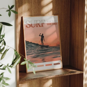 Vintage Surf Magazine Cover Art Print: Coastal Surfer Decor (Digital Download)