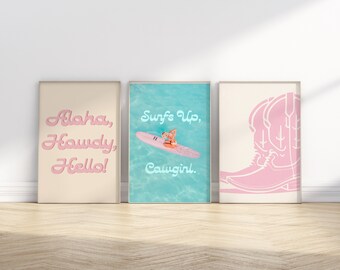 Coastal Cowgirl Newspaper Print Set: Western Wall Art (Digital Download)