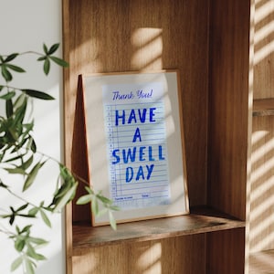 Swell Day Guest Check Print Blue Coastal Cowgirl Wall Art Surf Poster Beachy Wall Art Trendy Coastal Wall Art Blue Typography Poster