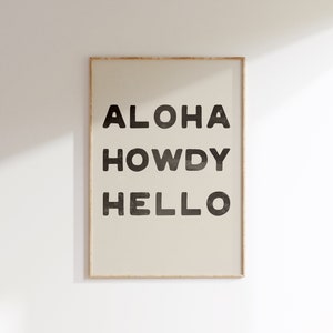 Aloha Howdy Print Coastal Cowgirl Decor Western Wall Art Black and ...