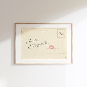 Incontriamoci sulla spiaggia cartolina postale stampa cowgirl costiera Decor nipote costiera arte della parete stampa costiera estetica trendy stampabile arte della parete