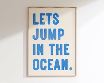 Jump In The Ocean Print: Blue Coastal Wall Art (Digital Download)