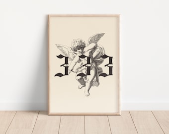 Angel Number 333 Print: Coquette Room Decor (PNG File)