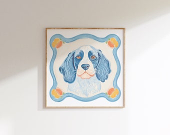 Cocker Spaniel Dog Print: Eclectic Coastal Wall Art (Digital Download)