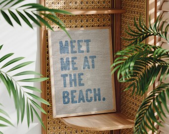 Meet Me At The Beach Print: Blue Coastal Wall Art (Digital Download)