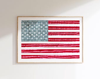 Denim American Flag Print: Coastal Cowgirl Dorm Decor (Digital Download)