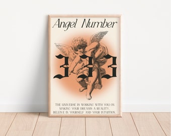 Angel Number 333 Print: Coquette Room Decor (PNG File)