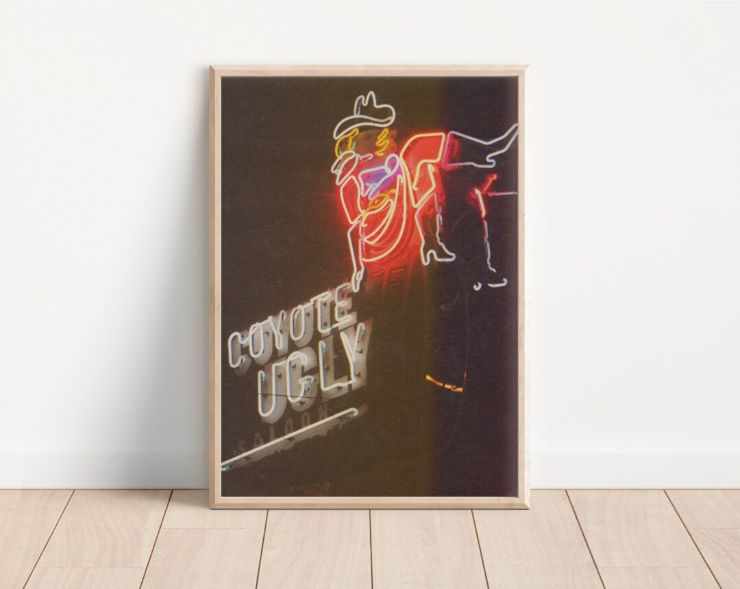 Coastal Cowgirl Decor Neon Sign Black and White Photography Print