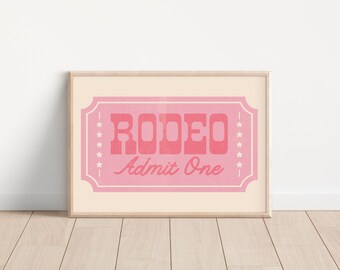 Pink Rodeo Ticket Print: Western Preppy Room Decor (Digital Download)