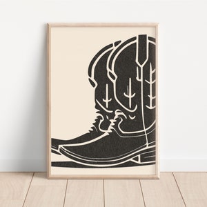 Impression de bottes de cowboy de cow-girl côtière : oeuvre d&#39;art par mur Occidental (téléchargement numérique)