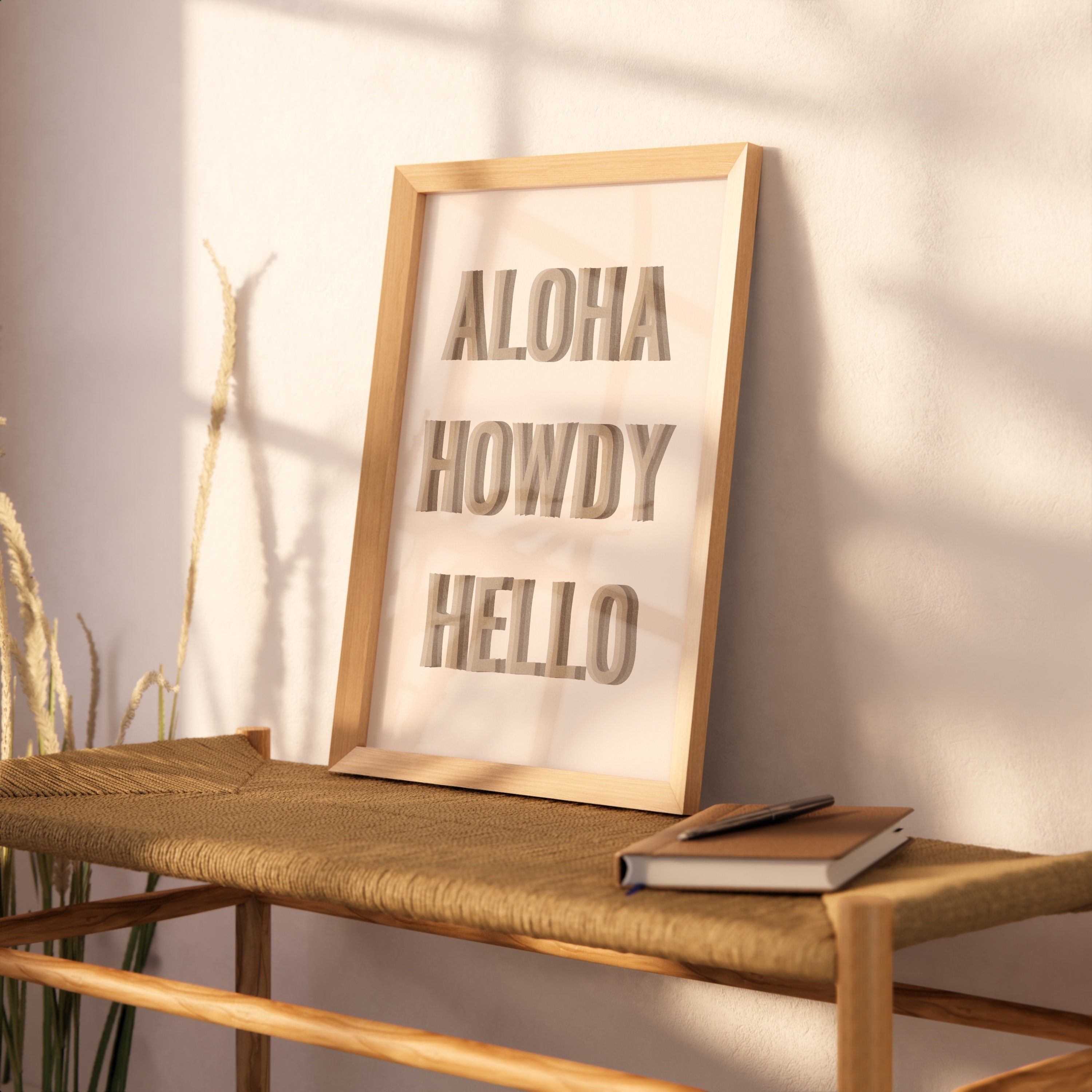 Aloha Howdy Hello Print: Coastal Cowgirl Wall Art (Digital Print)